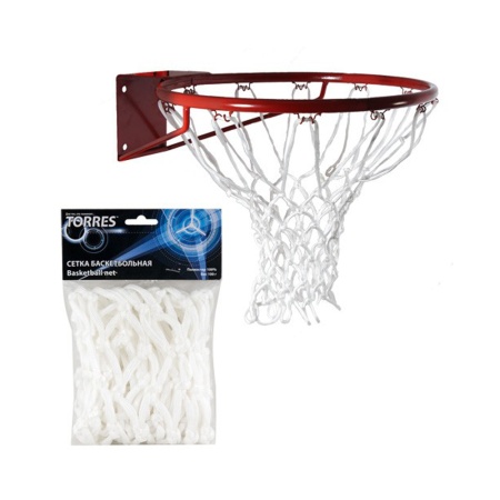 Купить Сетка баскетбольная Torres, нить 6 мм, белая в Зеленогорске 